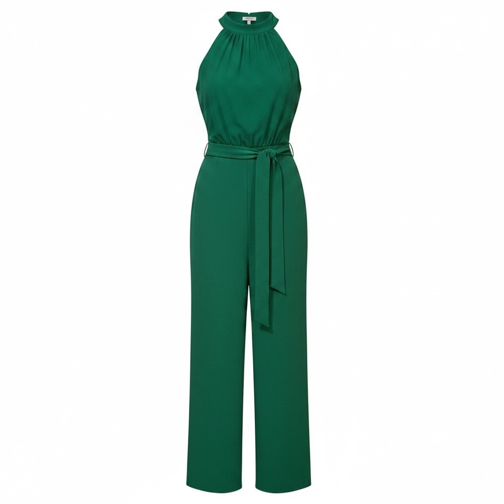 Baltic Born Green Halter Neck Wide Leg Jumpsuit XL DD6195 Emerald Formal Tie